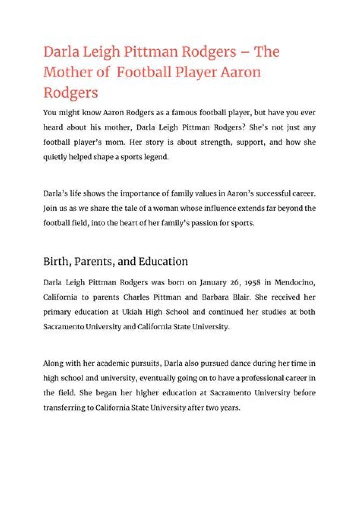 Darla Leigh Pittman Rodgers: A Comprehensive Biography